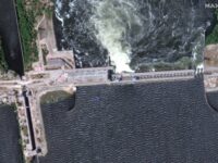 "Aerial_photo_destroyed_Kakhovska_dam_Ukraine_flooding_environmental_crisis"
